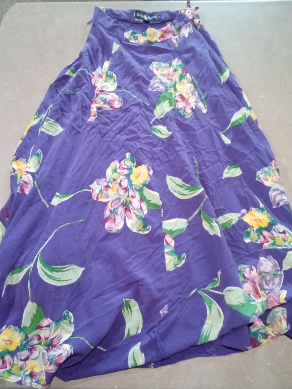 Ytk Vintage.Ralph Lauren Size 4.Purple Floral Maxi Skirt.